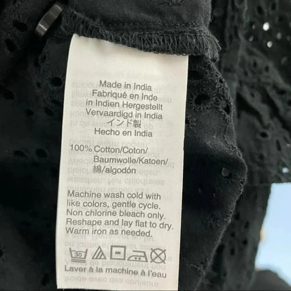 Madewell XS black eyelet ruffle sleeve button top Whimpsygoth Fairycore - Picture 5 of 6